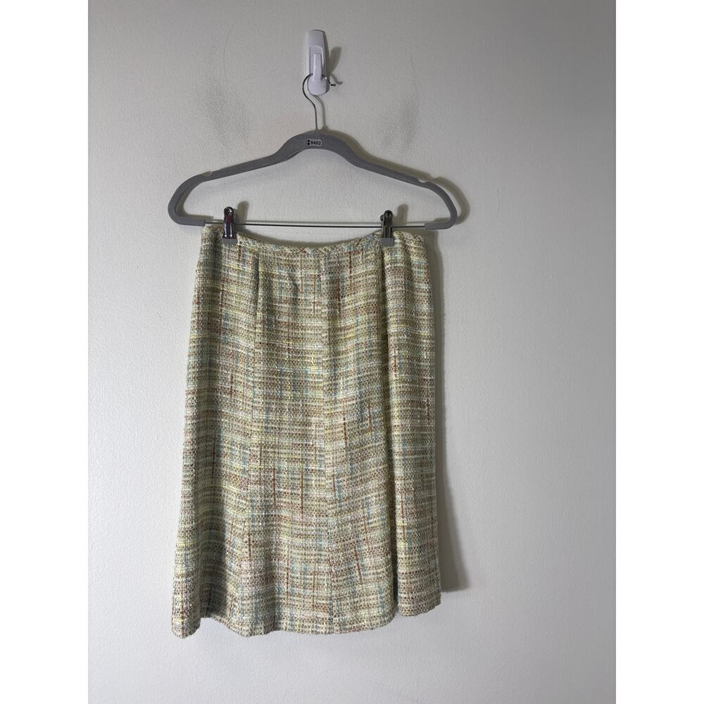 Tahari Light Green&Brown Tweed Skirt Suit Sz 4 - Picture 4 of 5